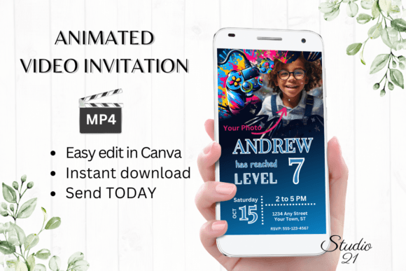 Create H1 From Video Game Birthday Invitation - Gamer 7 MAXIMUM 60 CHARACTERS with Rules Natural, not keyword stuffing, Plain text title only, no list, no explanation, no quotes, no markdown
