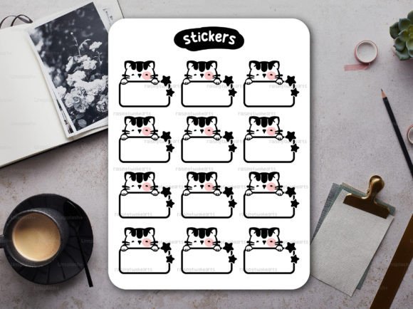 Cute Cat SVG Name Label Stickers