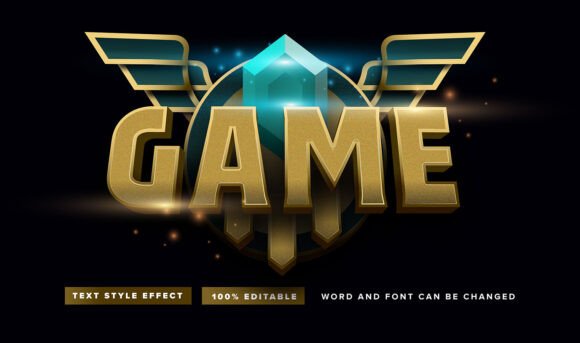 Gold Game with Diamond Stone Text Effect