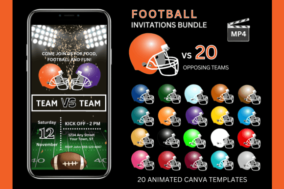 Orange Team Bundle: Dynamic Football Invitations