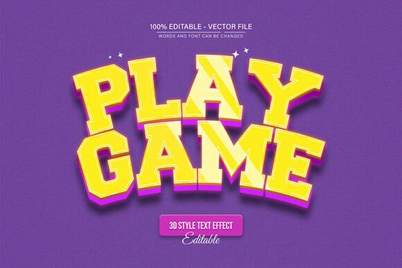 Play Game Yellow Retro 3D Text Effect