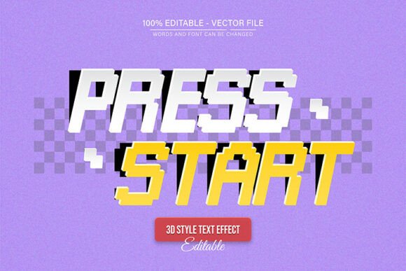 Press Start Game Retro Text Effect: 8-Bit Pixel Design
