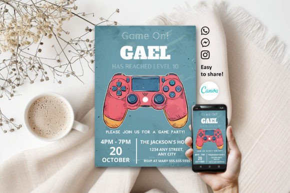 Red Video Game Gaming Kids Invitation Design Guide