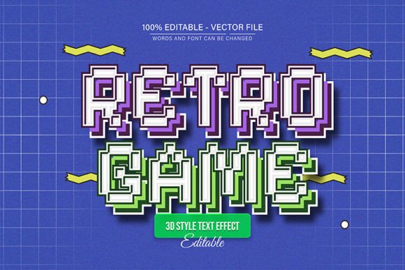 Retro Game Pixel Text Effect Editable