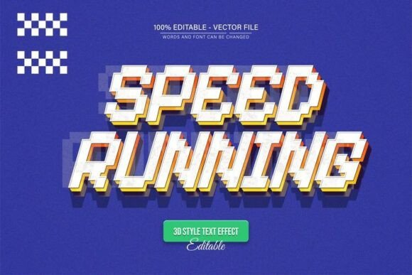Speed Running Pixel Game 3D Text Effect