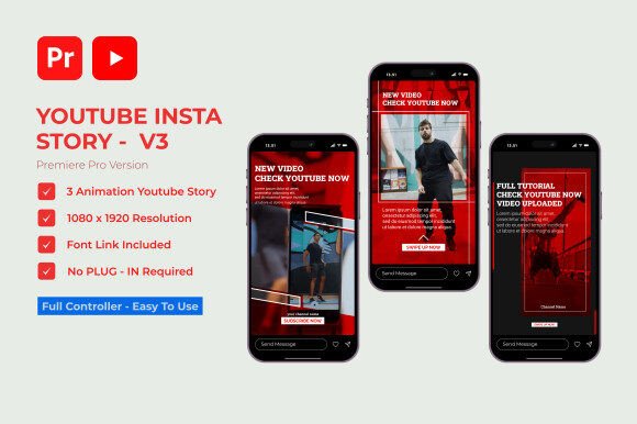 YT Insta Stories V3 | Premiere Pro Templates